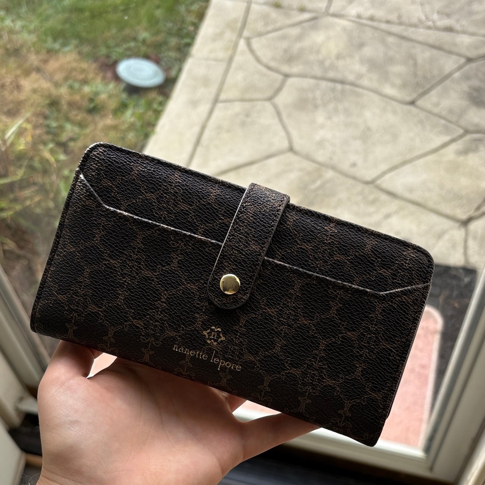 Nanette Lepore Dark Brown Patterned Wallet